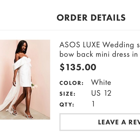 Satin oversized bow back mini dress in white from ASOS. - Picture 4 of 4